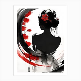 Japanese Woman Painting Art Print