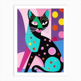 Cat With Polka Dots Art Print
