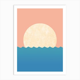 Sunset Pink Sky - Minimalist Graphic Abstract Horizon Seascape Nostalgic Art Print