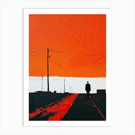 Man On A Road Art Print