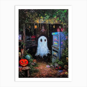 Ghost Plays Arcade Game Machine 1 Art Print