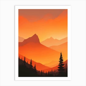 Misty Mountains Vertical Composition In Orange Tone 148 Art Print