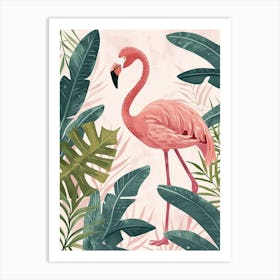 Chilean Flamingo Bird Of Paradise Minimalist Illustration 4 Art Print