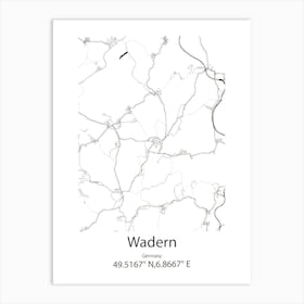 Wadern,Germany Minimalist Map Art Print