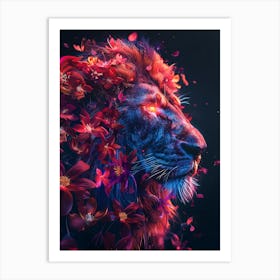 Lion With Flowers 5 Art Print