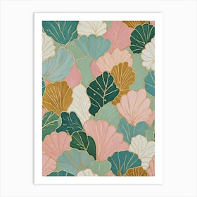 Pastel Abstract Ginkgo Leaves Art Print