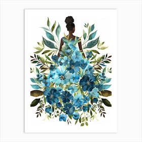 Blue Flowers Canvas Print 2 Art Print