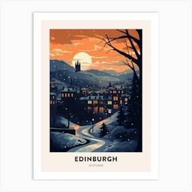 Winter Night  Travel Poster Edinburgh Scotland 5 Art Print