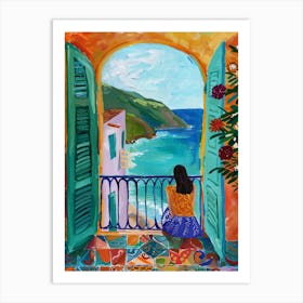 Woman Looking Out A Window Art Print