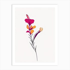 Snapdragon Floral Minimal Line Drawing 1 Flower Art Print