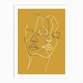 Simplicity Lines Woman Abstract In Yellow 9 Art Print