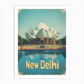 Aihrgdesign A 1970s Inspired Travel Poster For New Delhi 3 Art Print