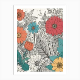 Doodle Flowers 10 Art Print