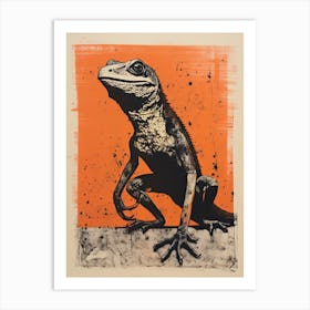 Lizard, Woodblock Animal Drawing 1 Art Print