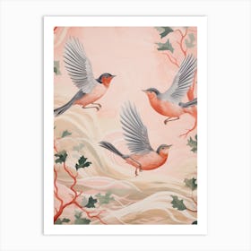 Vintage Japanese Inspired Bird Print Robin 5 Art Print