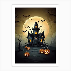 Halloween House With Pumpkins 2 Art Print