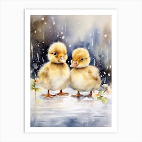 Ducklings In The Rain 1 Art Print