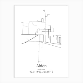 Alden,United States Minimalist Map Art Print