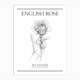 English Rose In Hand Line Drawing 1 Poster Art Print