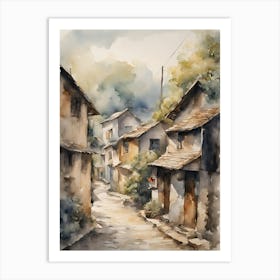 House In The Village Art Print