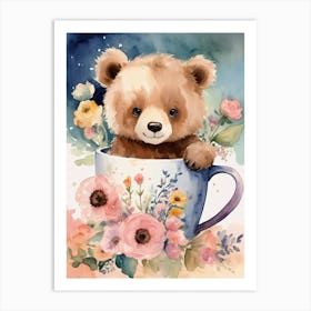 Teddy Bear In A Cup Art Print