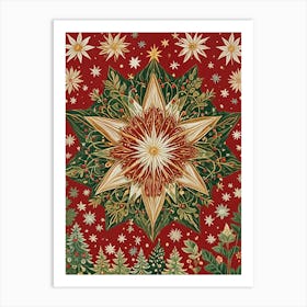 Botanical Christmas Star Art Print