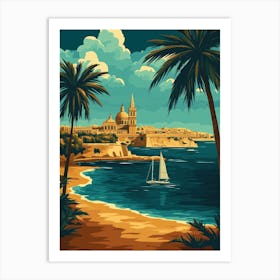 A Retro Style Travel Poster Of Malta Art Print