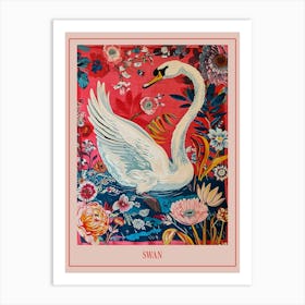 Floral Animal Painting Swan 3 Poster Art Print