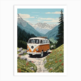 Travel Bus In The Mountains Art Print