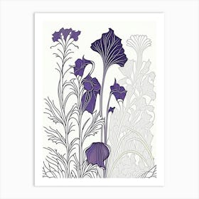 Violet Herb William Morris Inspired Line Drawing 1 Art Print