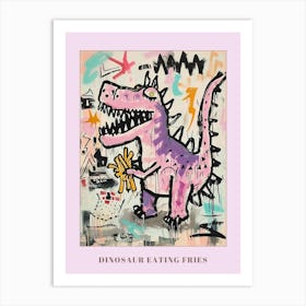 Dinosaur Eating Fries Abstract Graffiti Style 1 Poster Art Print