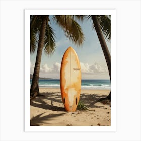 Surfboard On The Beach Art Print