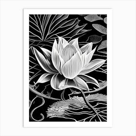 Water Lily Leaf Linocut Art Print