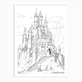The Beast S Castle (Beauty And The Beast) Fantasy Inspired Line Art 2 Art Print