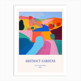 Colourful Gardens Powis Castle Gardens Wales 4 Blue Poster Art Print