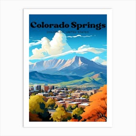 Colorado Springs Colorado United States Mountain Travel Illustration Art Print