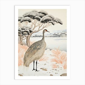 Winter Bird Painting Emu 2 Art Print