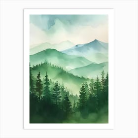 Watercolor Of Mountains 1 Art Print