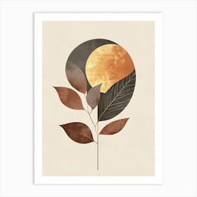 Moon And Leaves Art Print