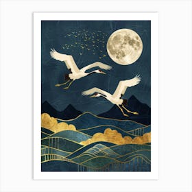 Cranes In Flight 7 Art Print