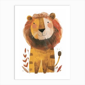 African Lion Facing A Storm Clipart 2 Art Print