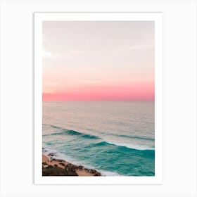 Cala De Mijas Beach, Costa Del Sol, Spain Pink Photography 1 Art Print