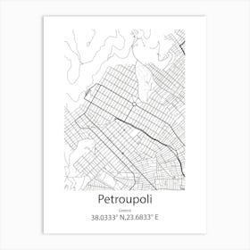 Petroupoli,Greece Minimalist Map Art Print