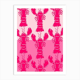 Lobster Repeat Pink On Pink Art Print