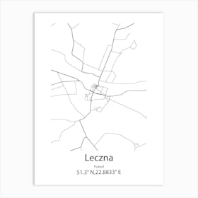 Leczna,Poland Minimalist Map Affiche