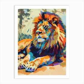 Masai Lion Resting In The Sun Fauvist Painting 2 Art Print