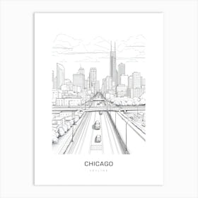 Chicago Skyline B&W Poster Art Print