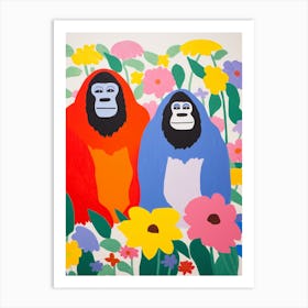 Colourful Kids Animal Art Mountain Gorilla 4 Art Print