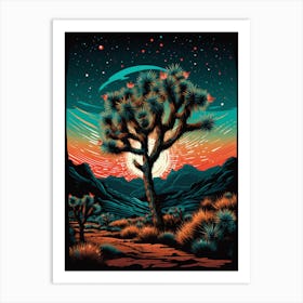  Retro Illustration Of A Joshua Tree With Starry Sky 3 Art Print