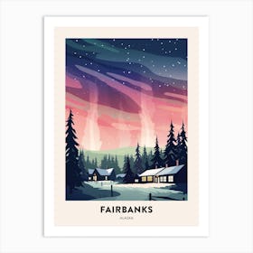 Vintage Winter Travel Poster Fairbanks Alaska 2 Art Print